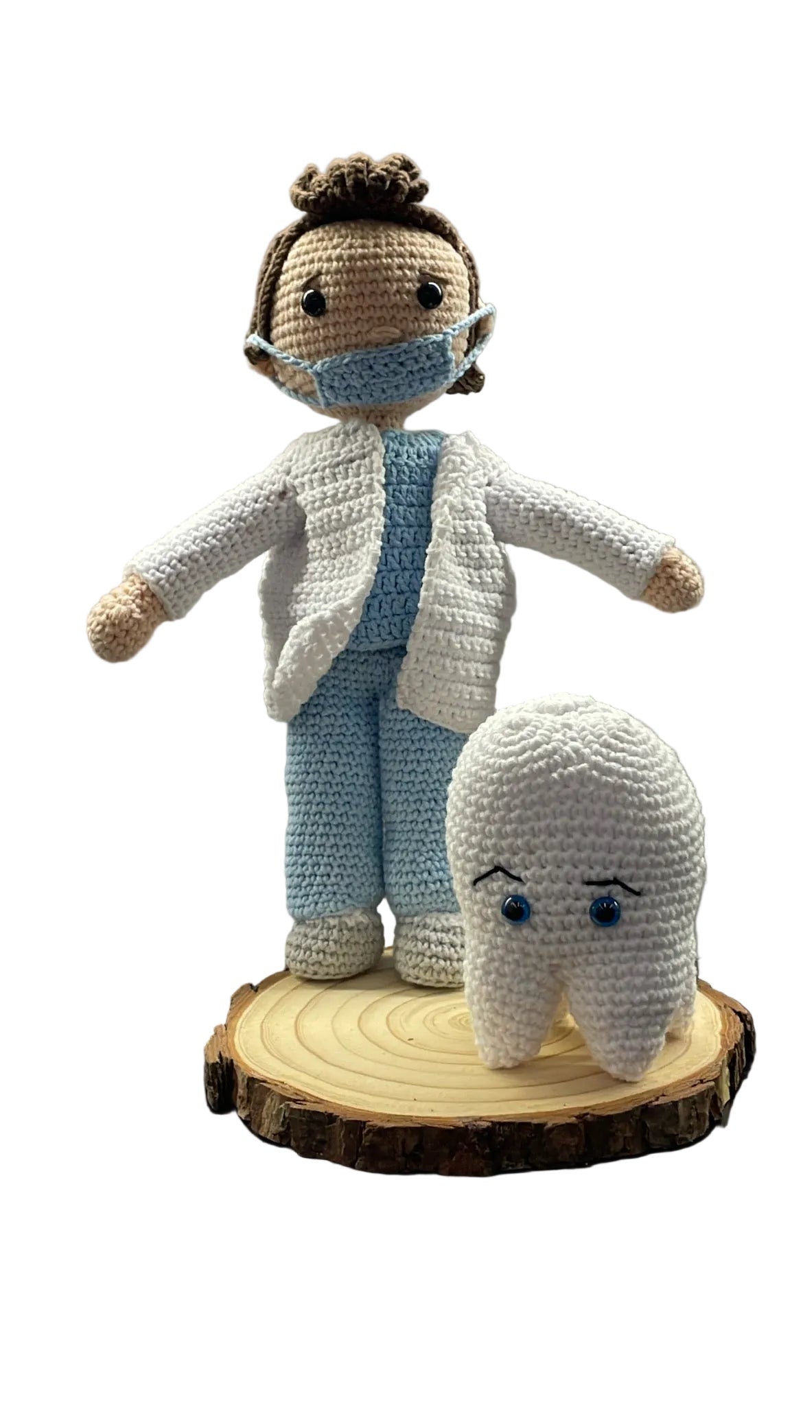 Handmade Crochet Dentist Doll with Tooth — Amigurumi Gift