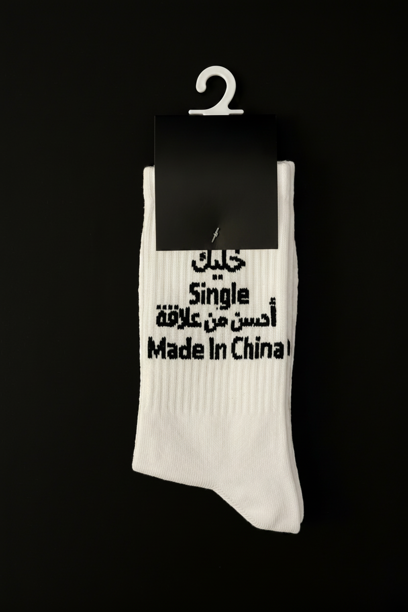 Long socks- خليك single احسن من علاقة made in china